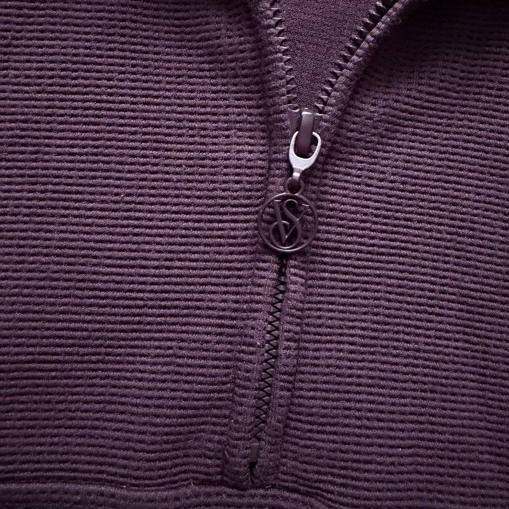 Victoria's Secret Womens‎ Purple Half Zip Cropped Pullover XS Ribbed - Picture 4 of 9